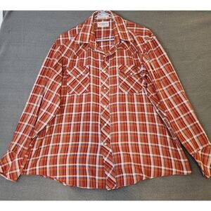 Vintage Envoy‎ Pearl Snap Authentic Western Cowboy Long Sleeve Shirt Sz XL